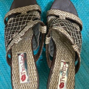 Two Lips wedge slip on show, size 8